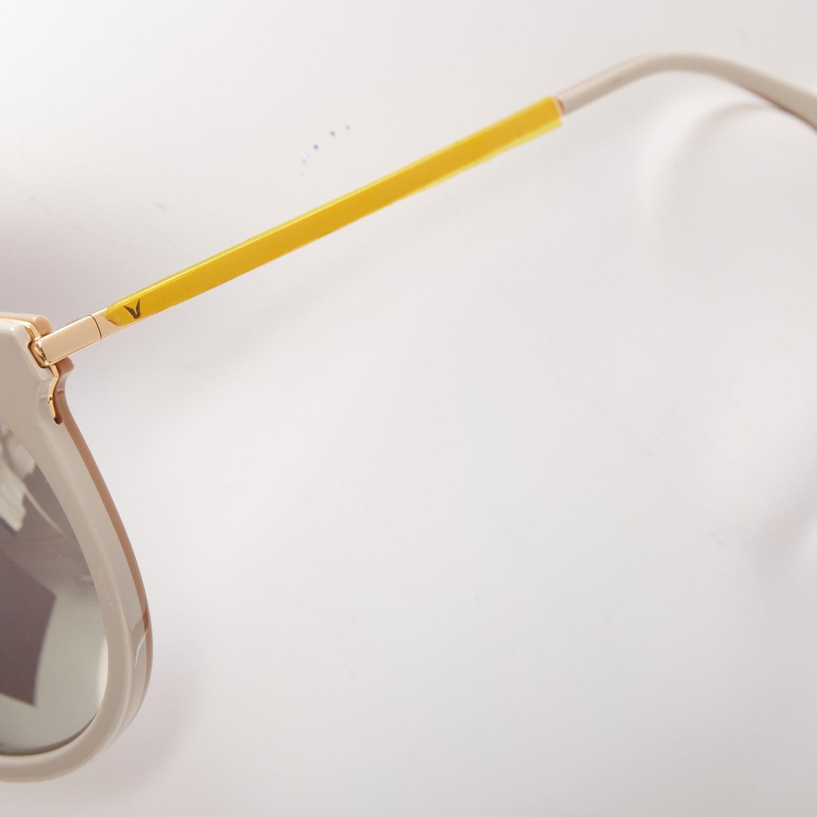 GENTLE MONSTER Vanilla Road beige acetate gold arm reflective sunglasses For Sale 3