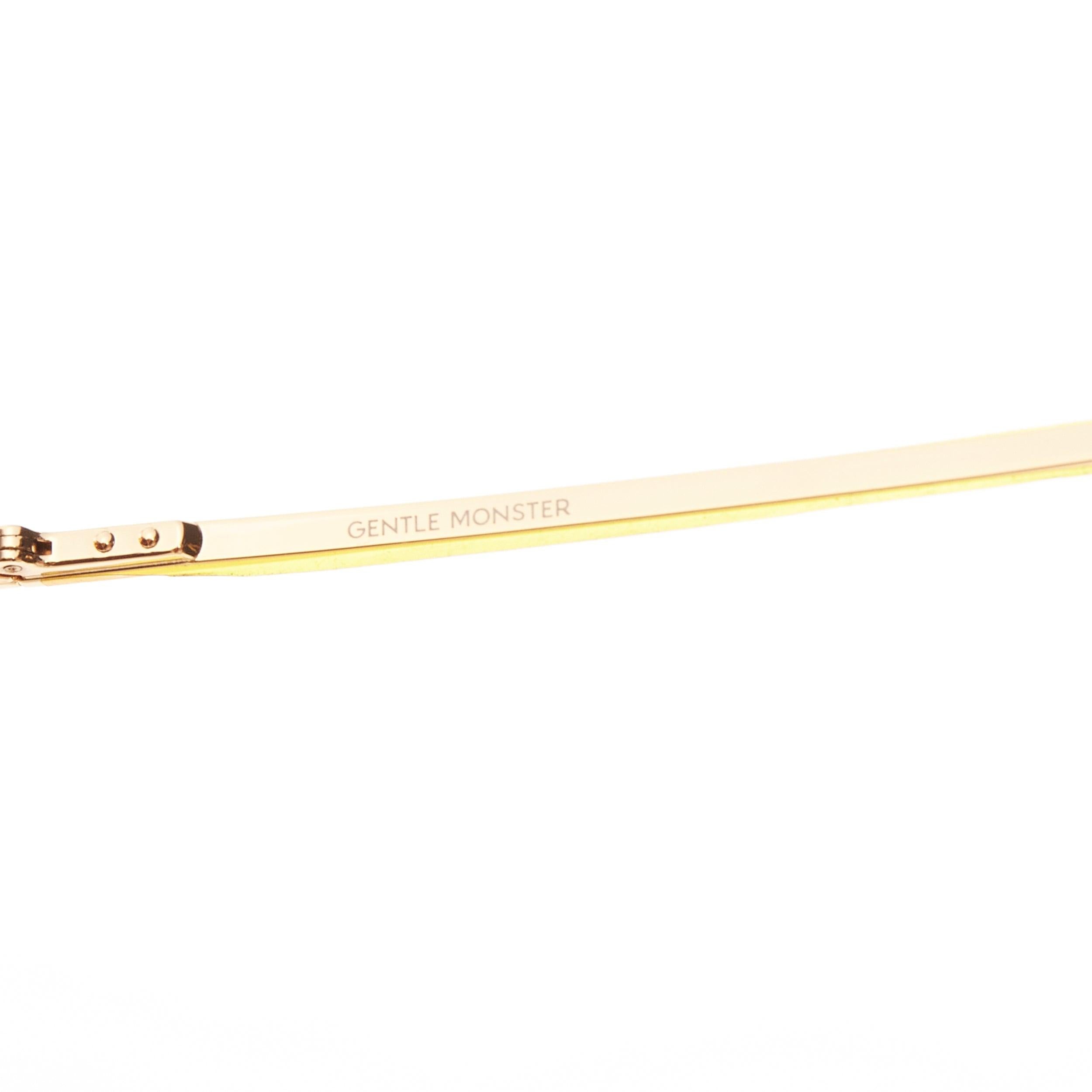 GENTLE MONSTER Vanilla Road beige acetate gold arm reflective sunglasses For Sale 4