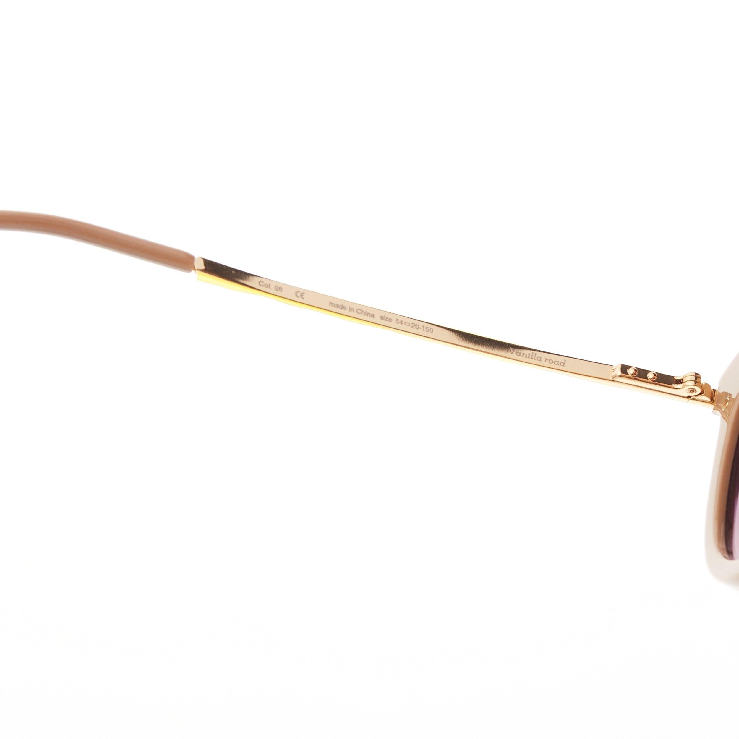 GENTLE MONSTER Vanilla Road beige acetate gold arm reflective sunglasses For Sale 5
