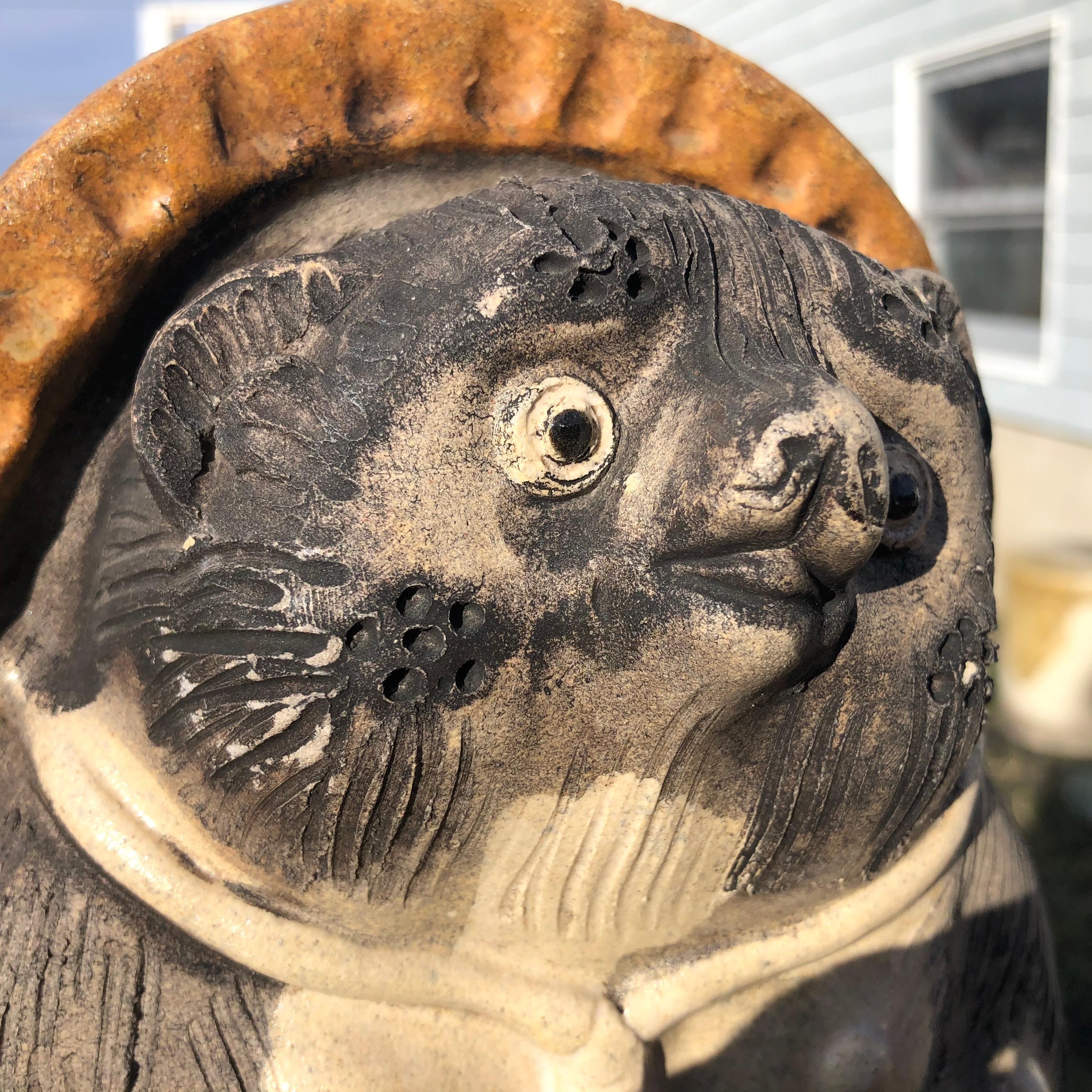 Gentle Old Japanese Folk Hero Tanuki Handmade Hand Glazed Big Belly 2