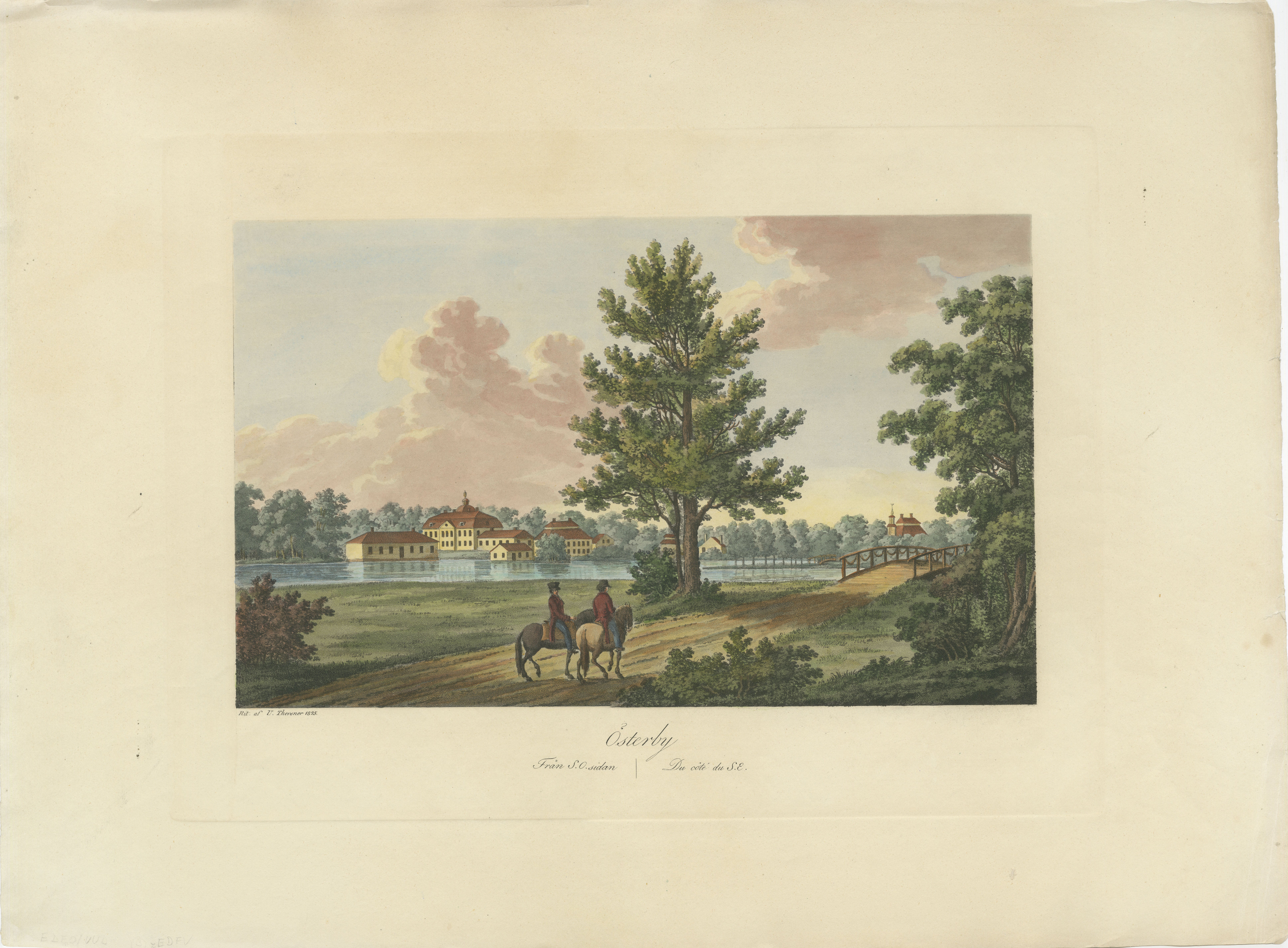 Gentle Repose at Österby: An 1824 Aquatint by Ulrik Thersner.

This aquatint by Ulrik Thersner, created in 1824, depicts the serene landscape of Österby in Sweden. The image is suffused with a gentle light that bathes the scene in a warm, inviting