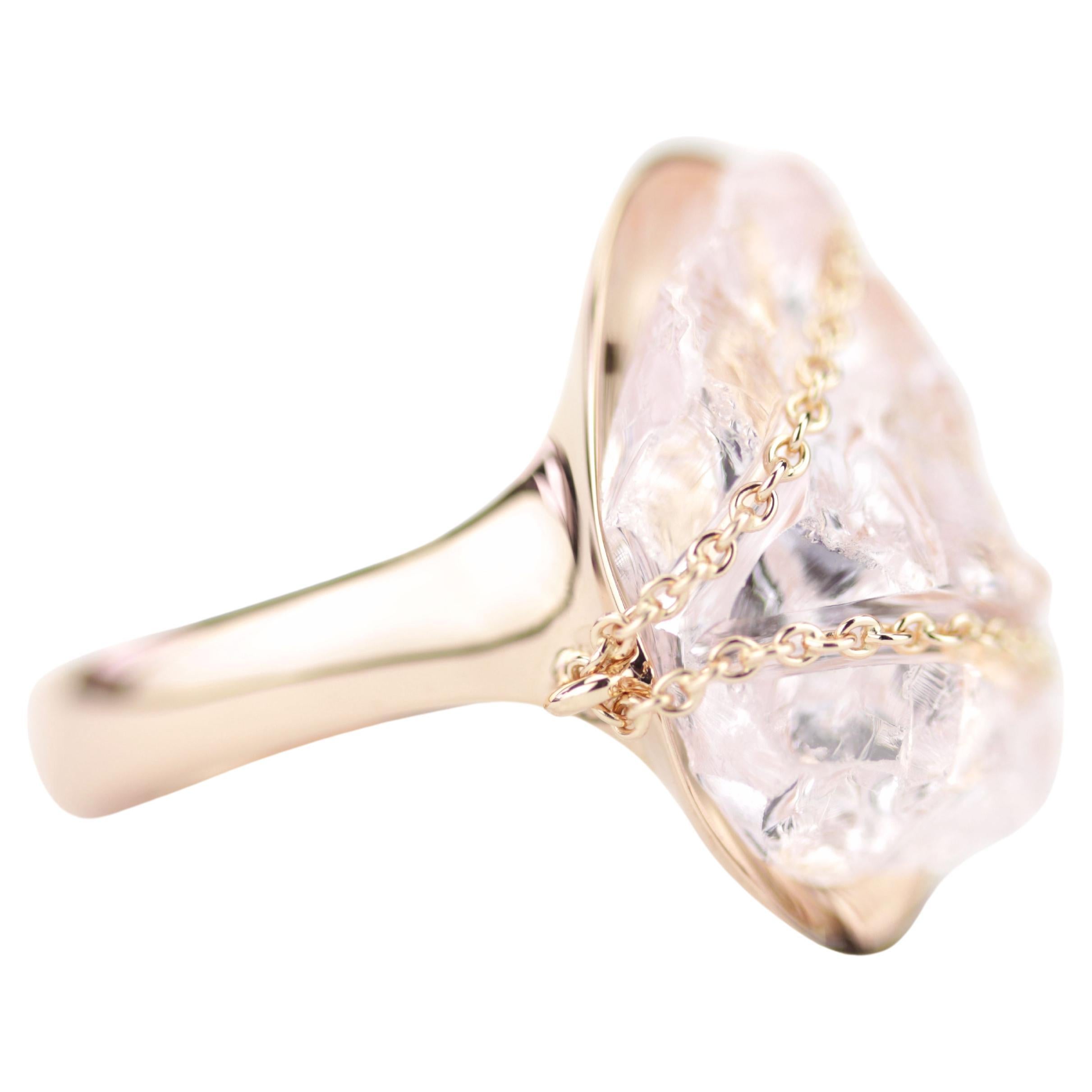 Gentle Rough 16 Carats Morganite Ring 'Bound'
