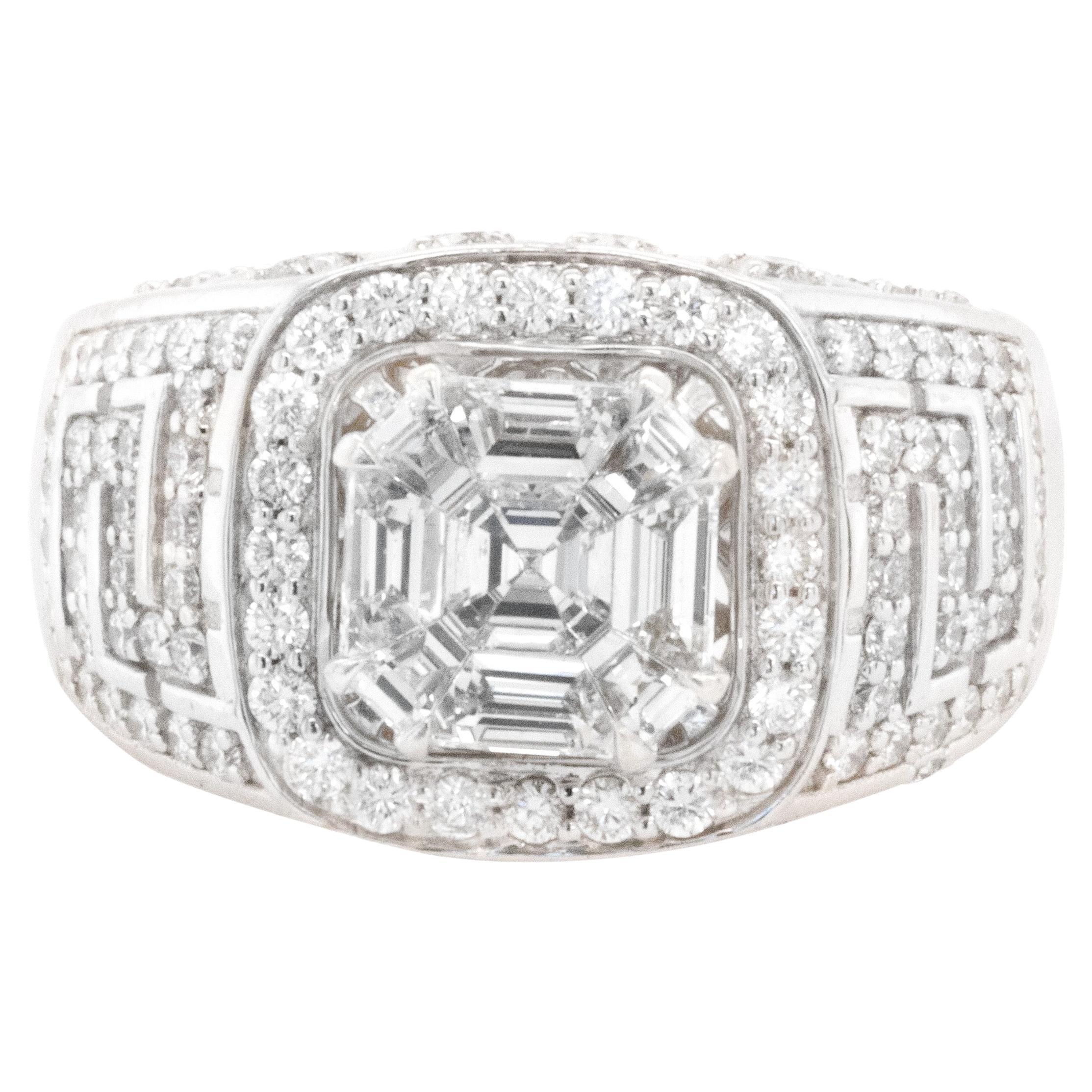 Gentleman Diamond Ring 6.54 Carats 18K White Gold For Sale