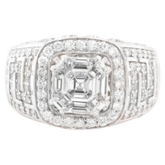 Gentleman Diamond Ring 6.54 Carats 18K White Gold