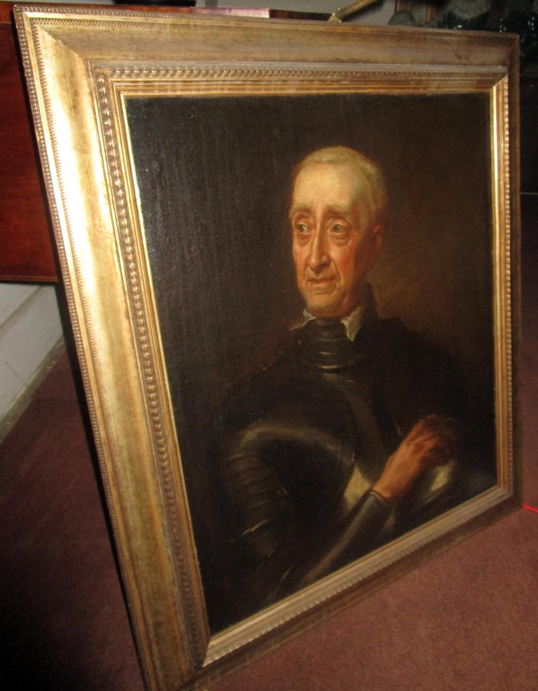 Gentleman Dressed in Armour Framed Oil on Canvas For Sale at 1stDibs