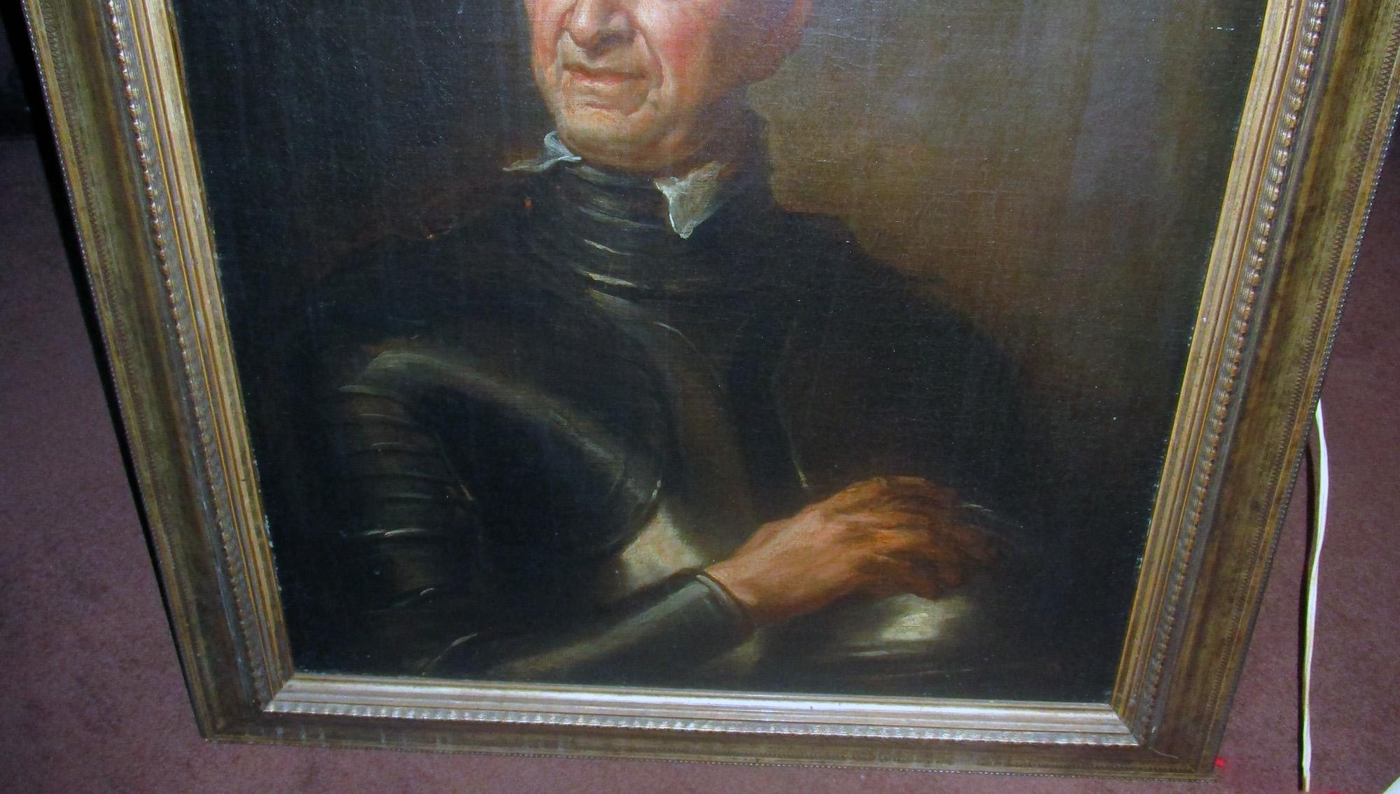 Georgian Gentleman Dressed in Armour Framed Oil on Canvas For Sale