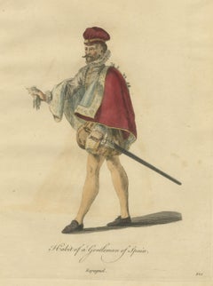 Gentleman of Spain with Crimson Cape and Sword, Jefferys Costume Plate, 1757