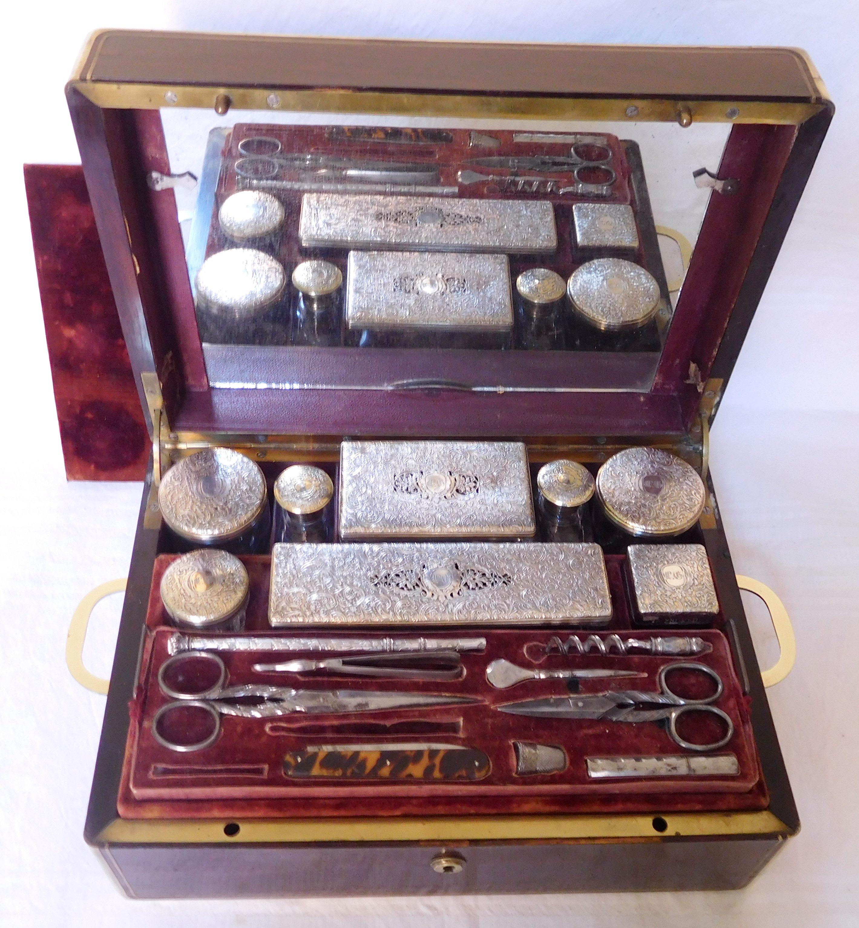 Napoleon III Gentleman or Officer Sterling Silver Travel Set, France, Mid-19th Century