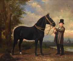 "Gentleman with Horse and Hound" Painting by Frederick Philips