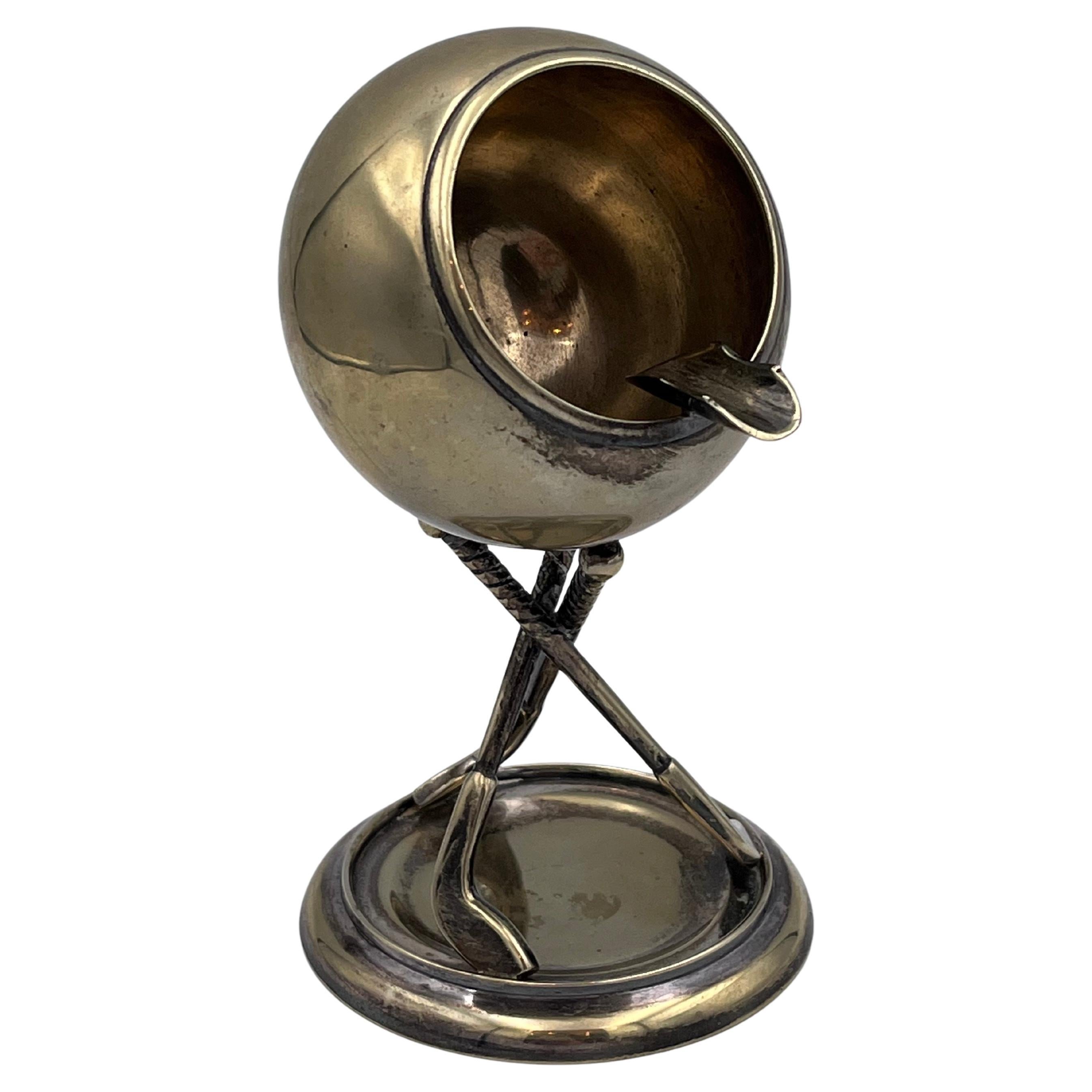 Gentlemanly 1930
s English Art Deco Silver Plated 3 Club Golf Ashtray