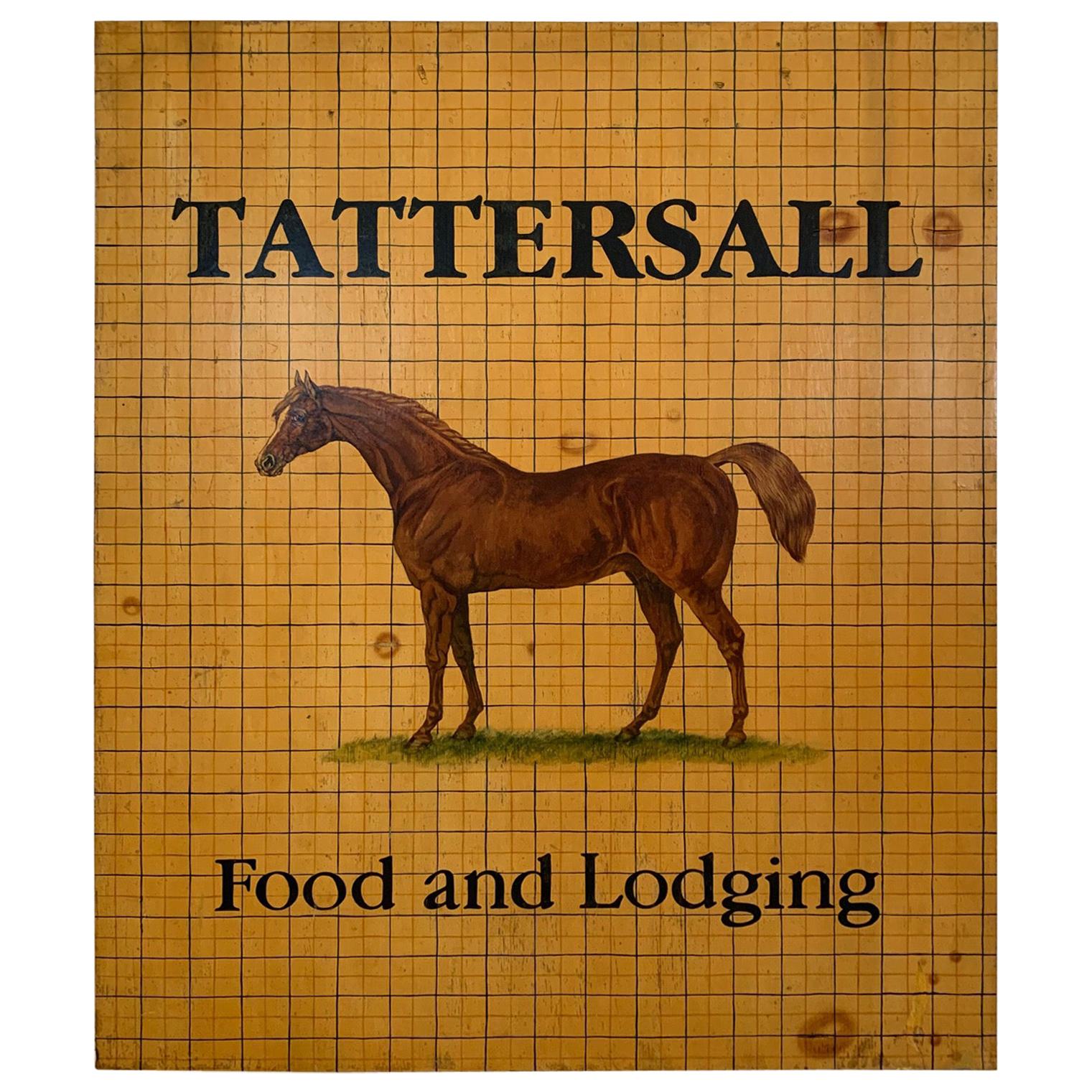 Gentlemanly Hand Painted Equestrian Motife Tattersall Food and Lodging Sign