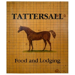 Gentlemanly Hand Painted Equestrian Motife Tattersall Food and Lodging Sign