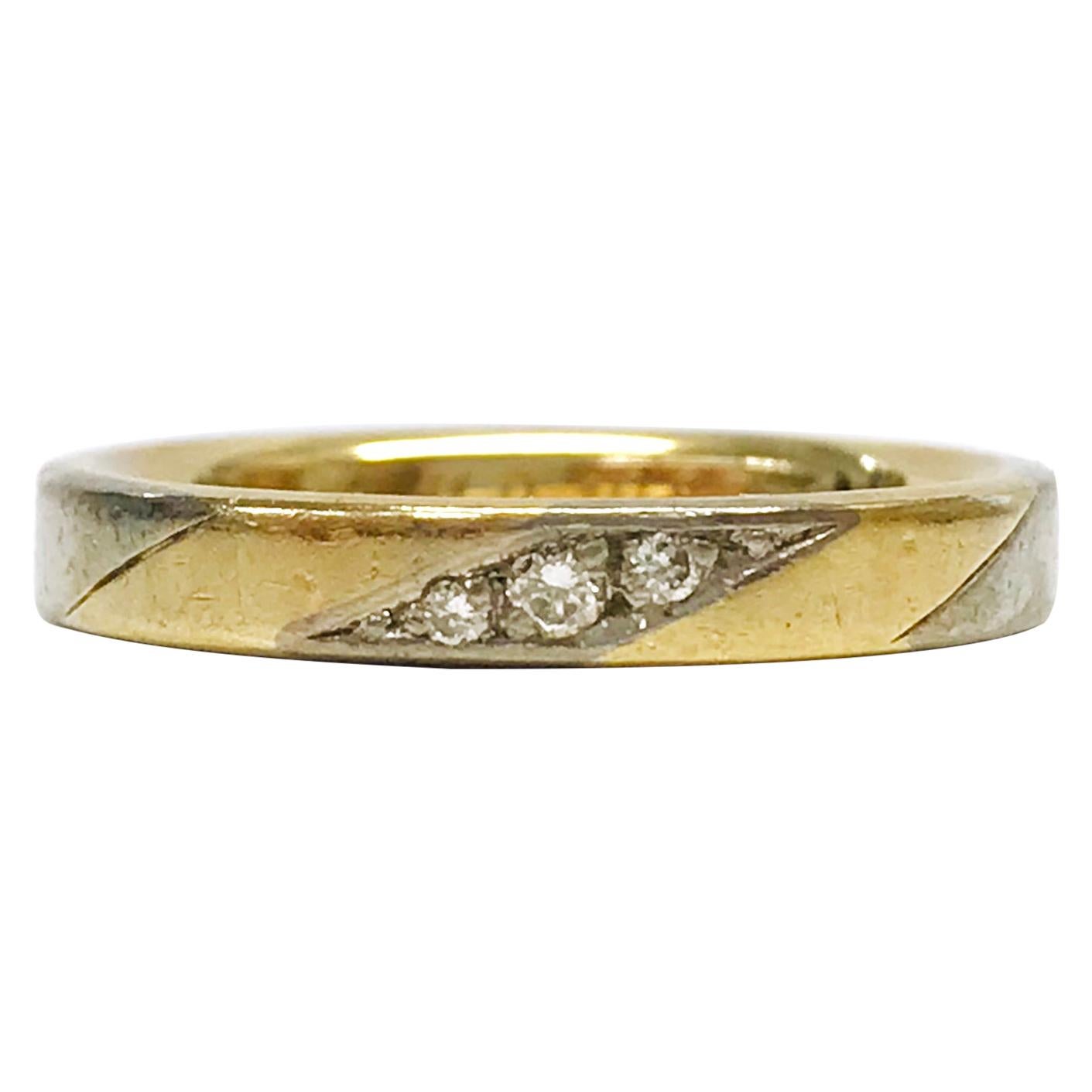 Gentleman’s 14 Karat Two-Tone Diamond Ring For Sale