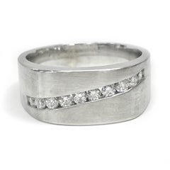 Gentleman's 18K White Gold Channel-Set Diamond Ring, 0.60ct