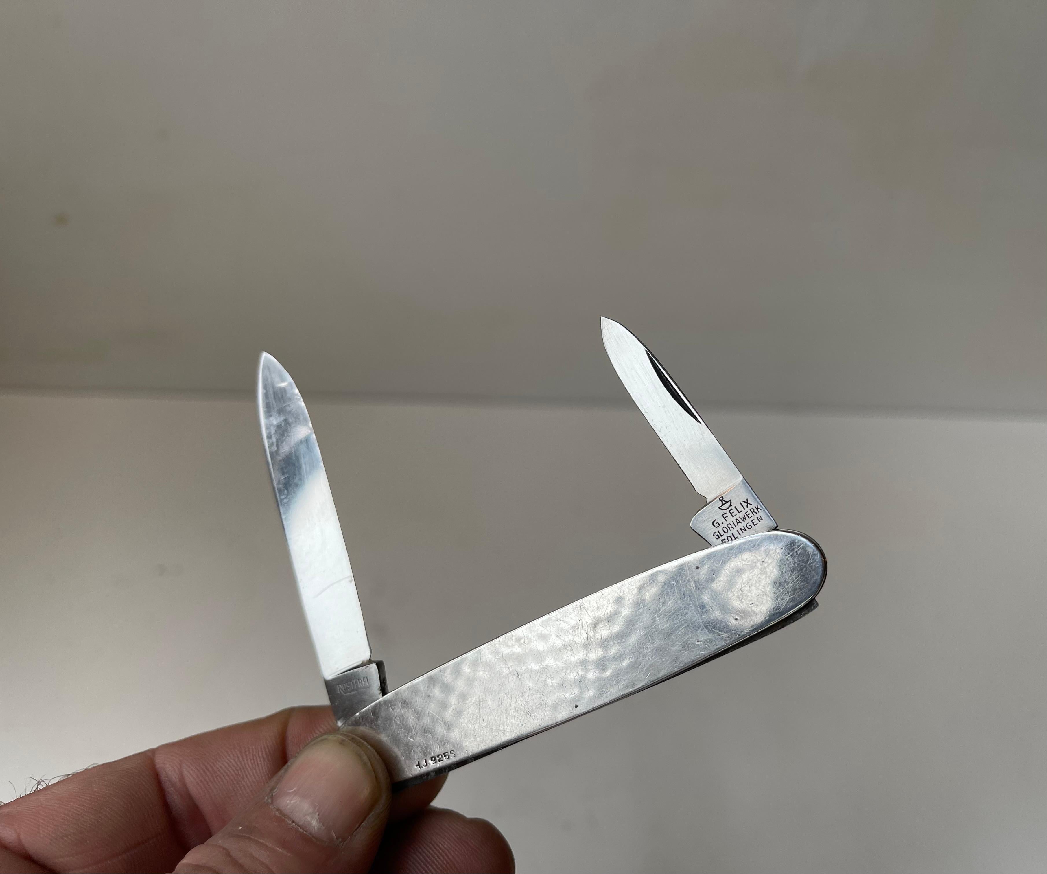 Gentleman's Art Deco-Taschenmesser aus Sterlingsilber, von H.J & Co Dänemark (Art déco) im Angebot