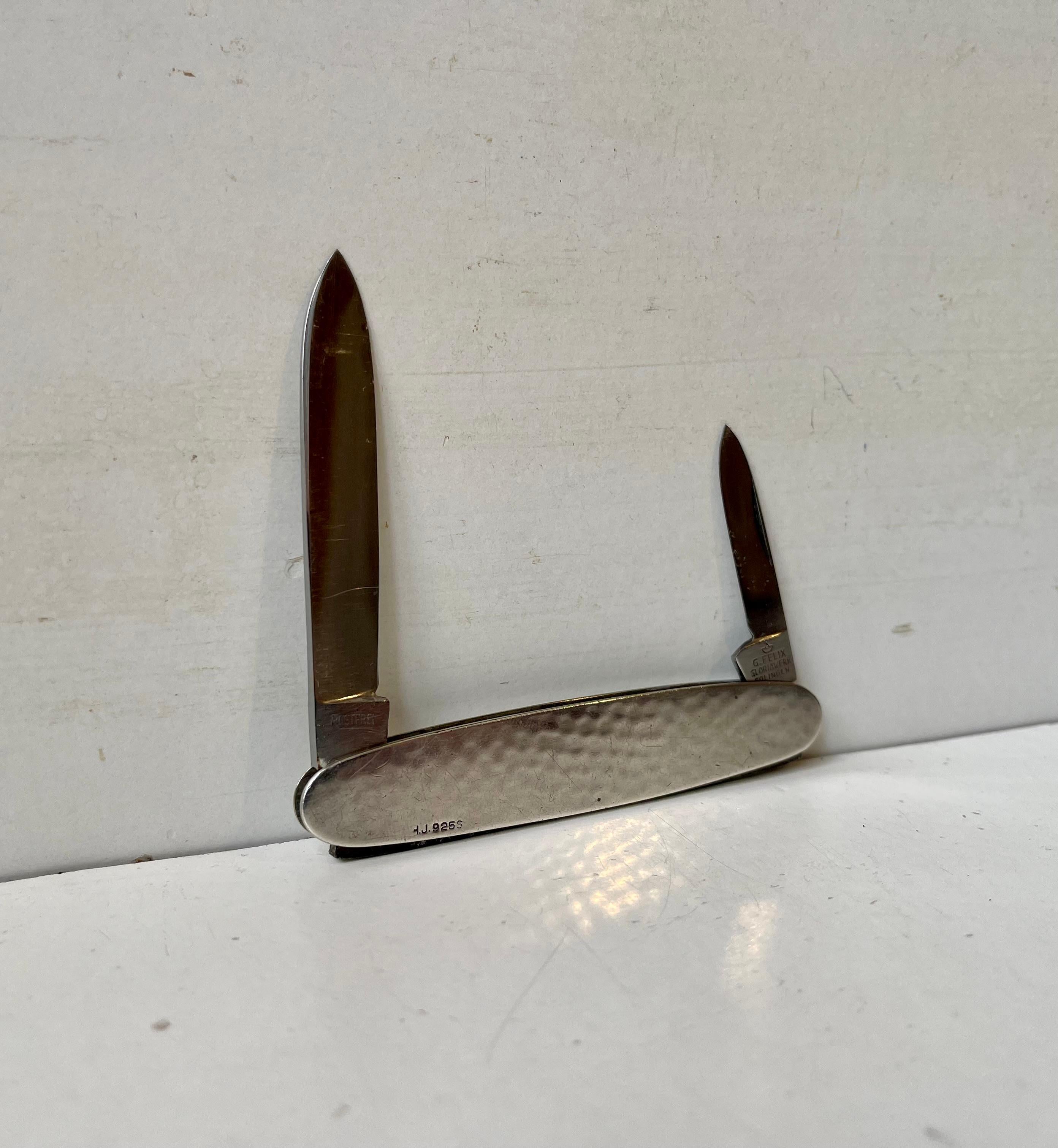 Gentleman's Art Deco-Taschenmesser aus Sterlingsilber, von H.J & Co Dänemark im Angebot 2