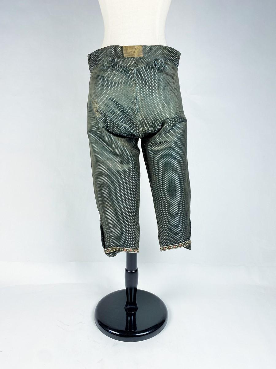 Gray Gentleman's breeches in lampas Silk - France Louis XVI period Circa 1780