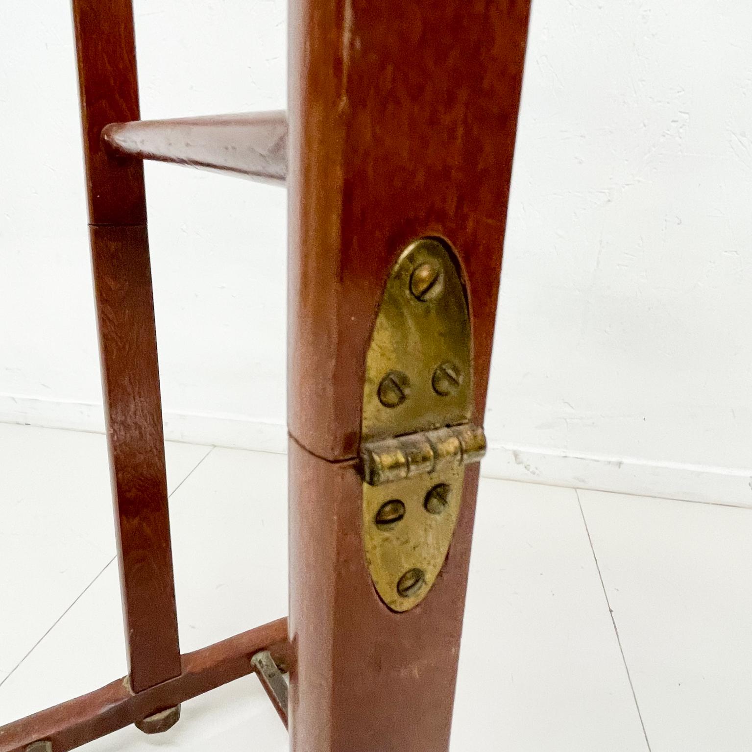Mid-20th Century Gentleman's Collapsible Wood Travel Valet Stand on Wheels 1950s Made in Italy