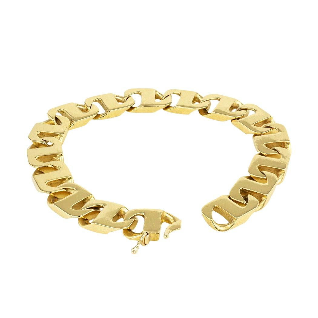 Gentleman's Curb Link Yellow Gold Link Bracelet For Sale at 1stDibs