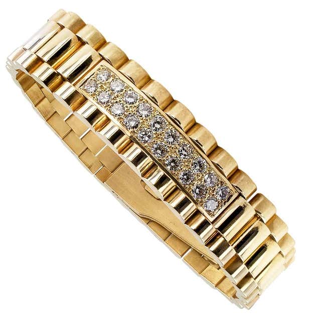 Gentleman's Diamond Gold Link Bracelet at 1stDibs