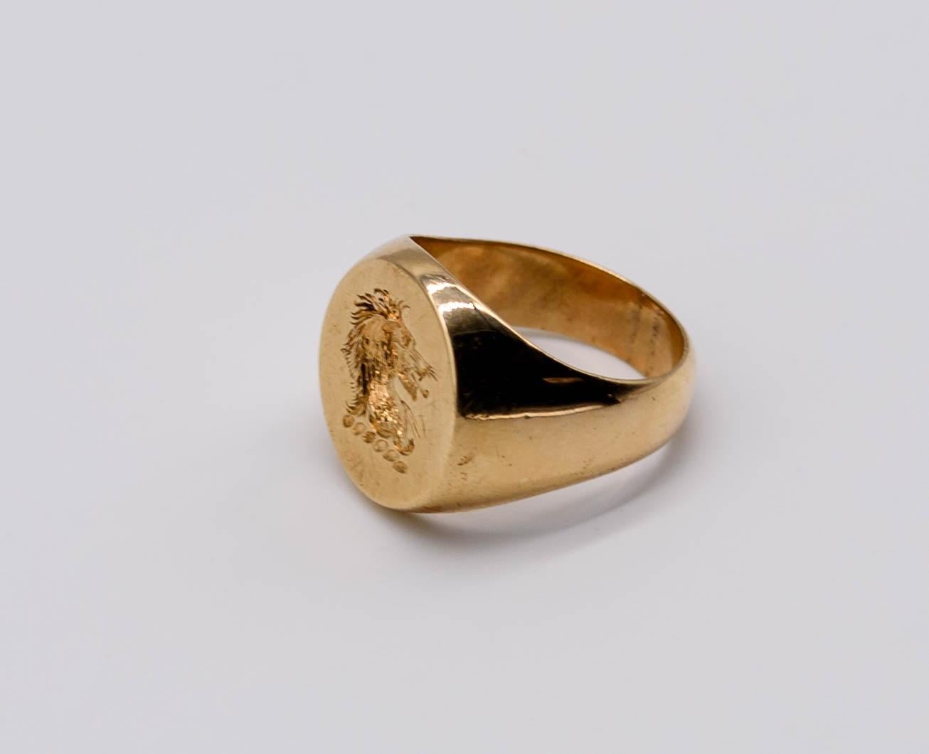 Aesthetic Movement Gentleman's Gold Intaglio Chimera Ring