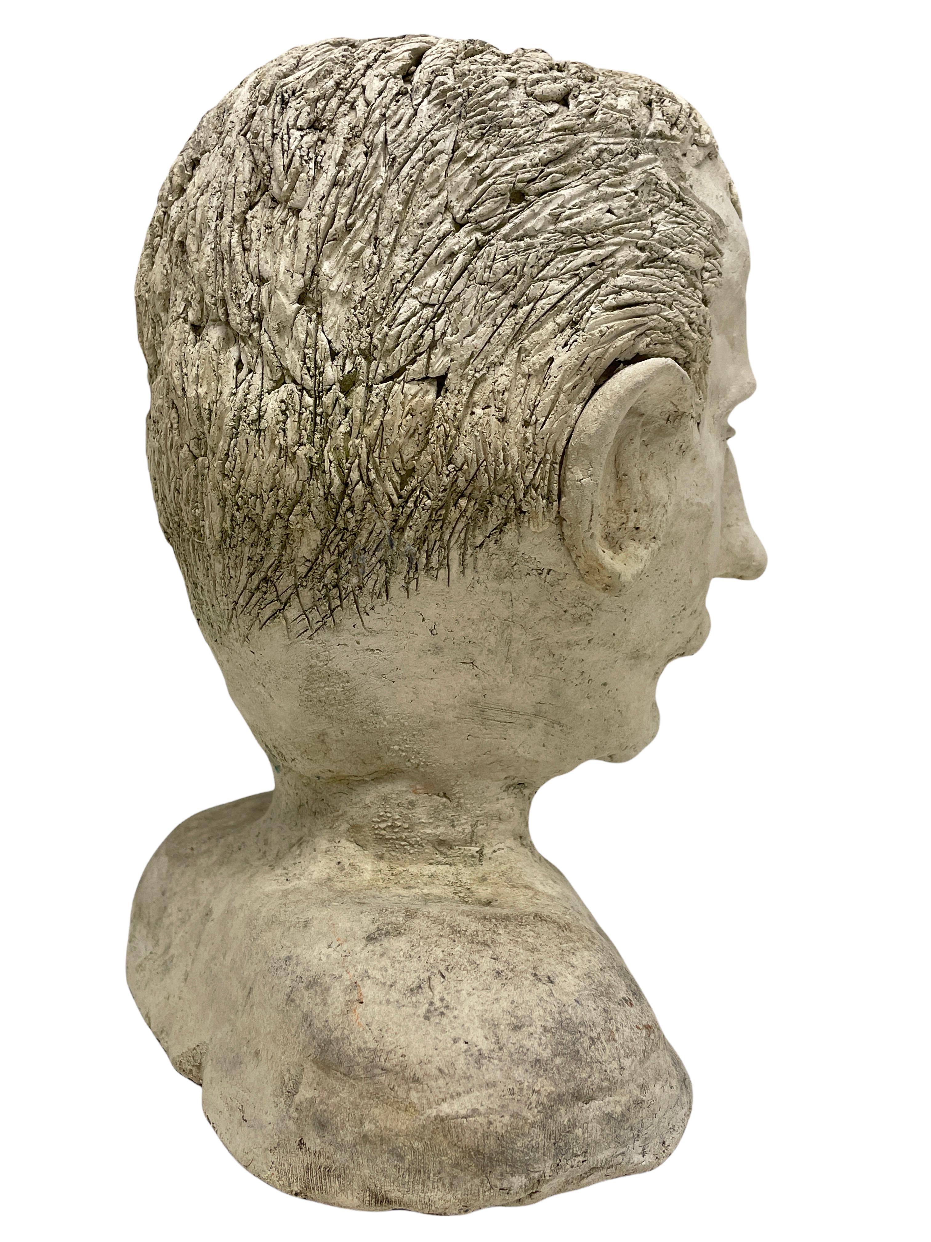 Hand-Crafted Gentleman's Head Bust German Vintage Hand Made Sculpture