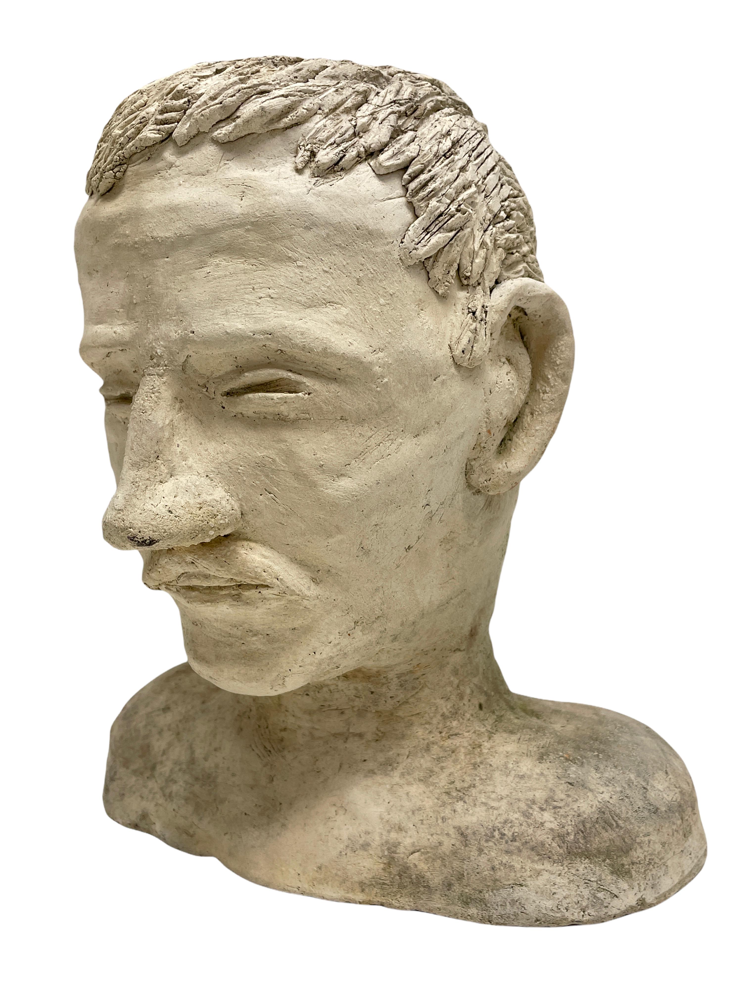 Mid-20th Century Gentleman's Head Bust German Vintage Hand Made Sculpture