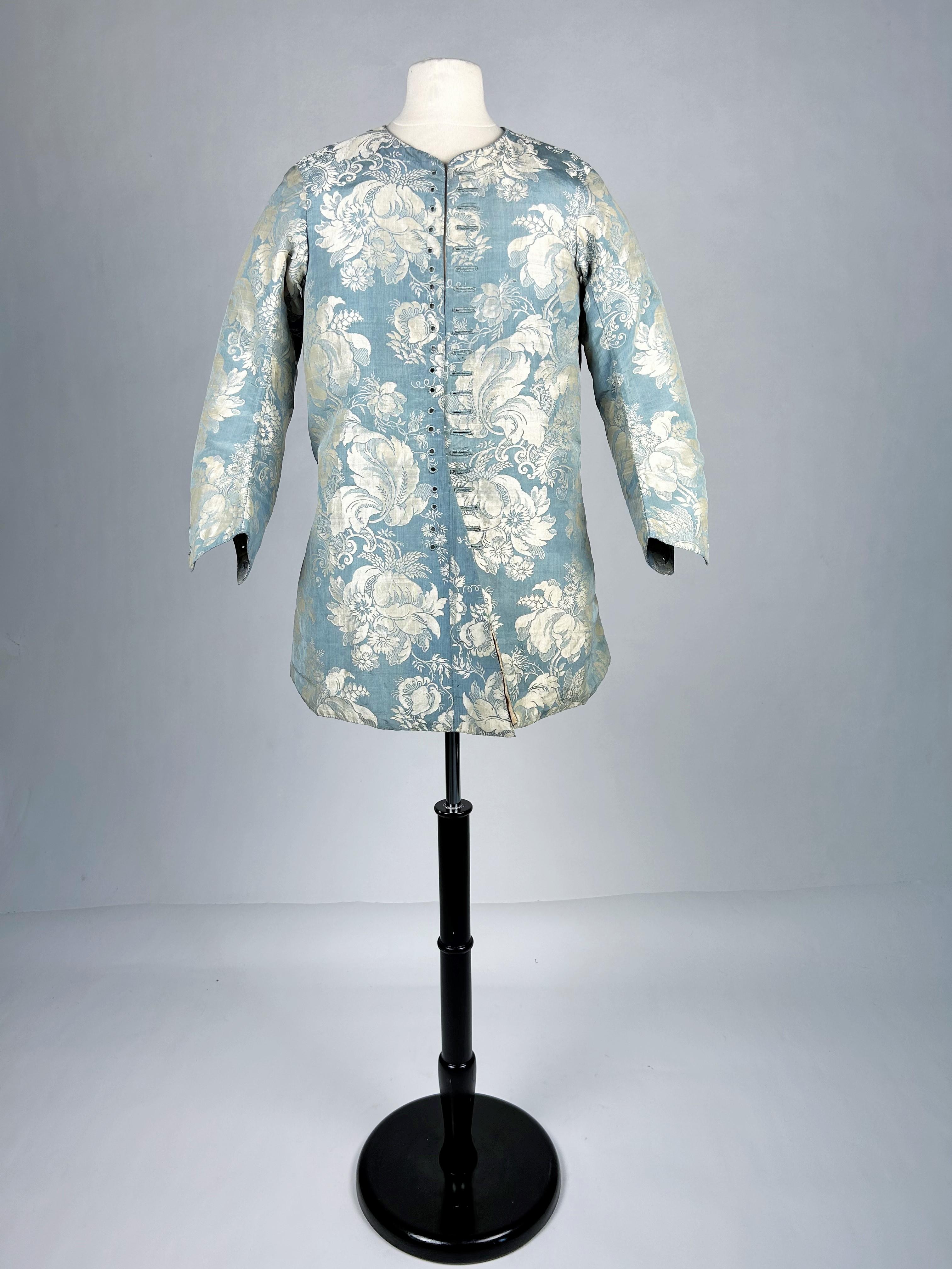 Gray Gentleman's jacket in silk lampas - Holland Circa 1730-1740 For Sale