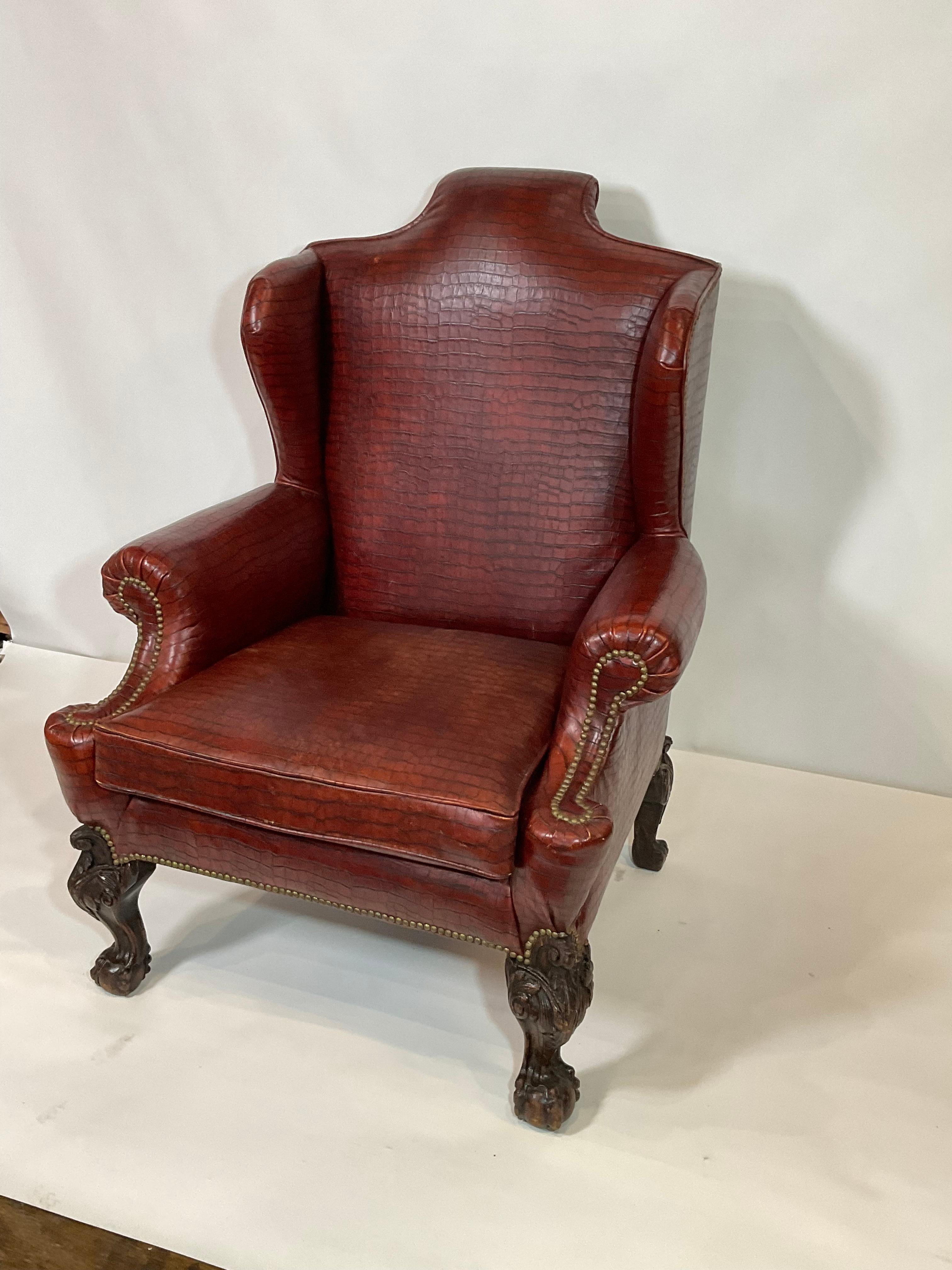 Gentleman’s Library Chair In Good Condition For Sale In Norwell, MA