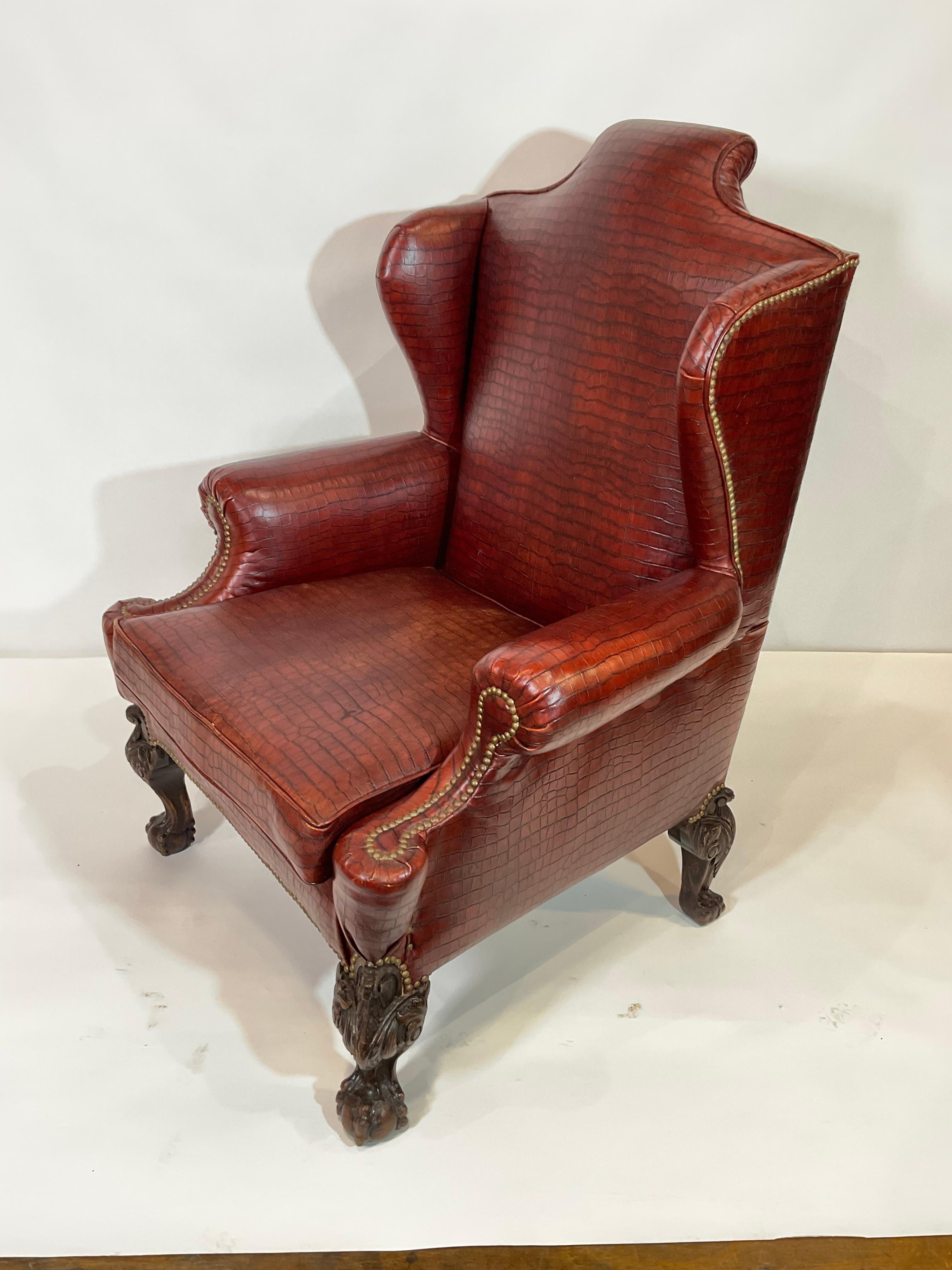 Leather Gentleman’s Library Chair For Sale