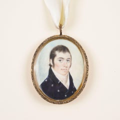 Portrait d'un gentleman sur os dans un cadre doré, C.C. 1810