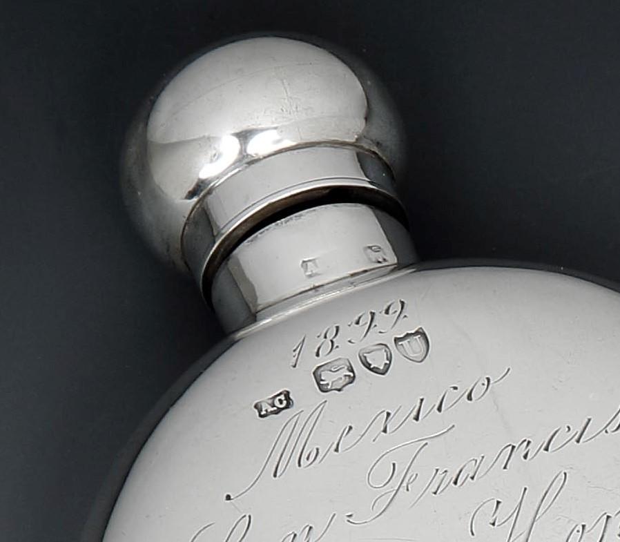 Other Gentleman's Sterling Silver 'World Tour' Hipflask, 1879 For Sale