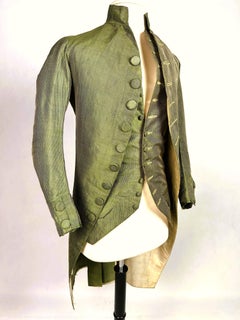Gentleman’s taffeta coat and waistcoat, yellow-green miniature – France, c. 1785