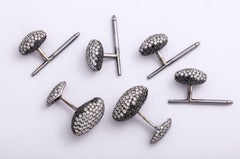 Gentleman's White Gold, Black Diamond and Colorless Diamond Dress Set