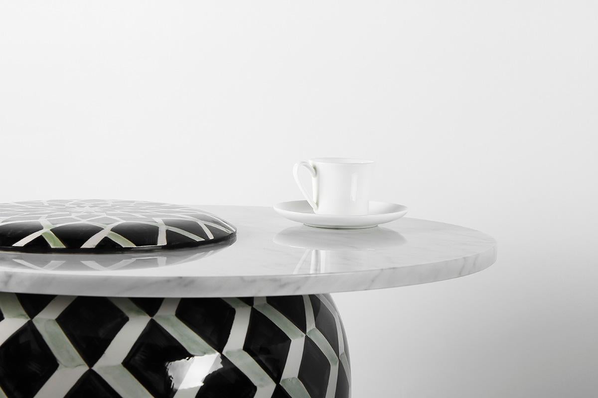 Contemporary Gentlemen Table, Ceramic Body by Sayar & Garibeh for House of Today For Sale
