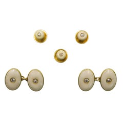 Gentlemen
s Diamond, Enamel and Gold Dress Set, Circa 1920