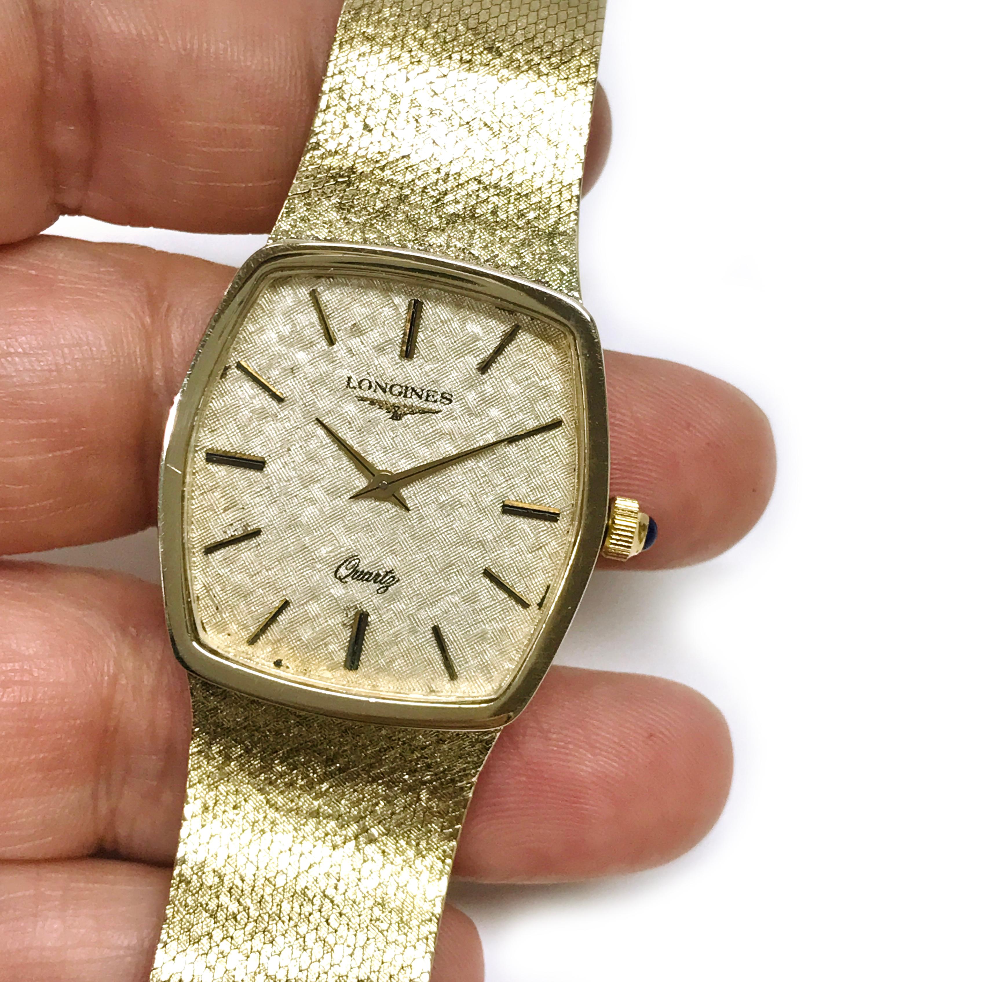 Longines Gelbgold-Armbanduhr, ca. 1980er Jahre im Angebot 2