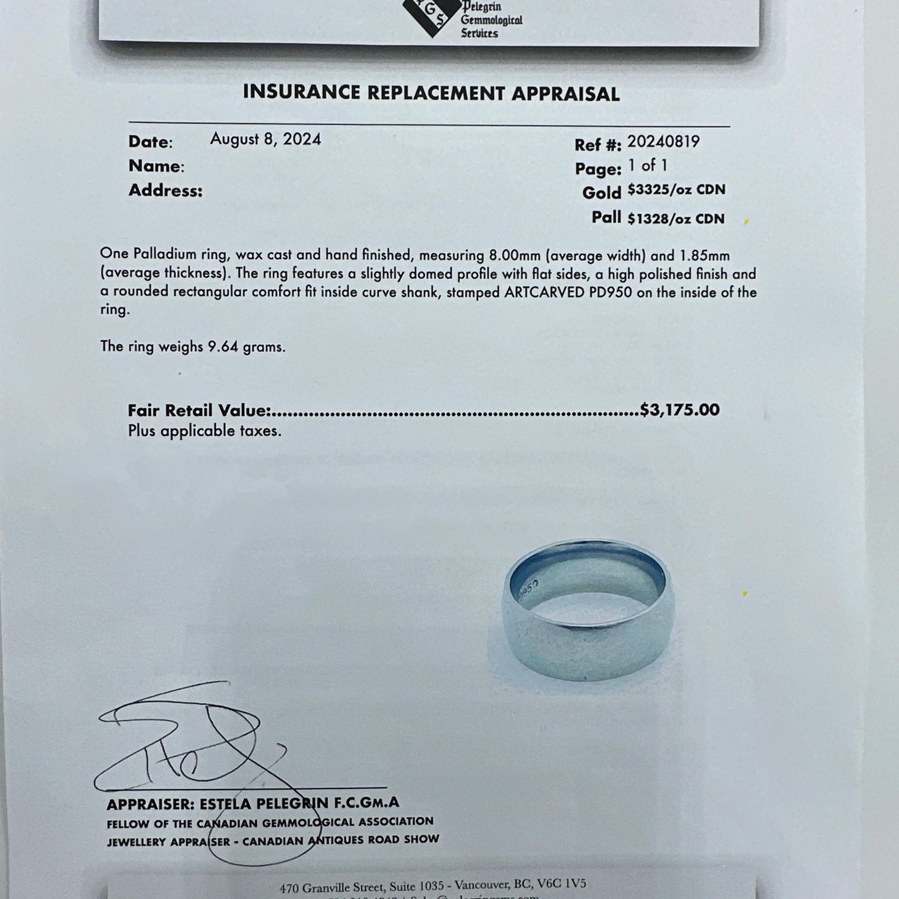 Gentlemen's PALLADIUM Wedding Band 1