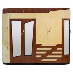 Gentlman Wardrobe by Franco Volontè in Various Woods and Brass