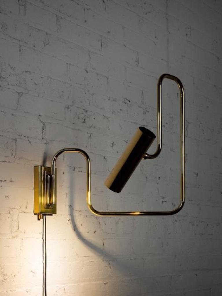 Industrial Gentner Design Brass Pivot Wall Sconce