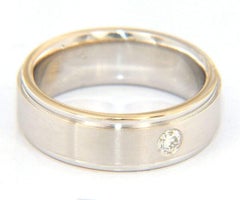Gents 0.15ct Round Solitaire Diamond Wedding Band Ring in 14K White Gold