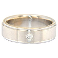 Gents 0.15ct Round Solitaire Diamond Wedding Band Ring in 14K White Gold