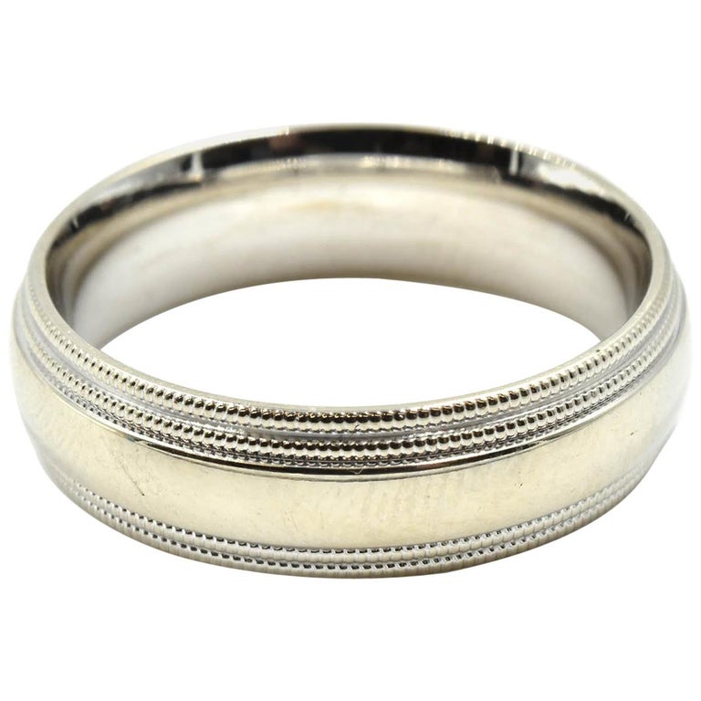Gents 14 Karat White Gold Wedding Band For Sale at 1stdibs Gents 14 Karat White Gold Wedding Band For Sale at 1stdibs