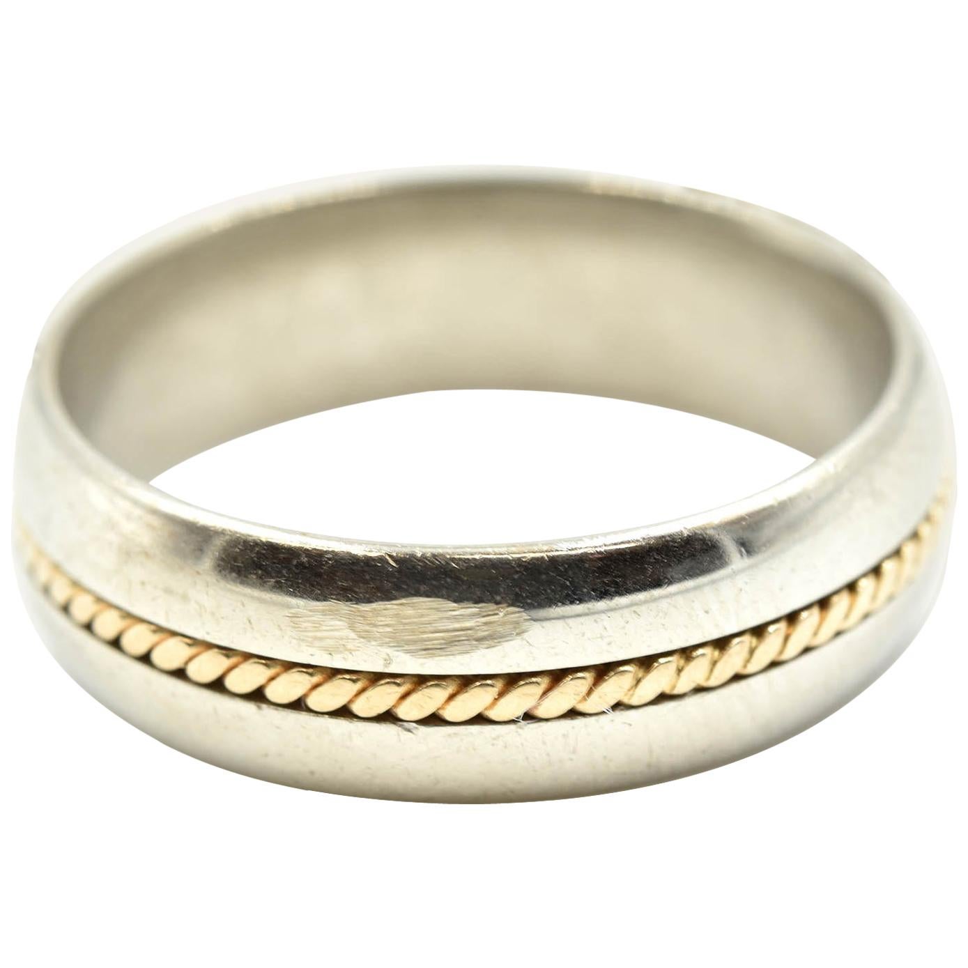 Gents 14 Karat Yellow and White Gold Wedding Band