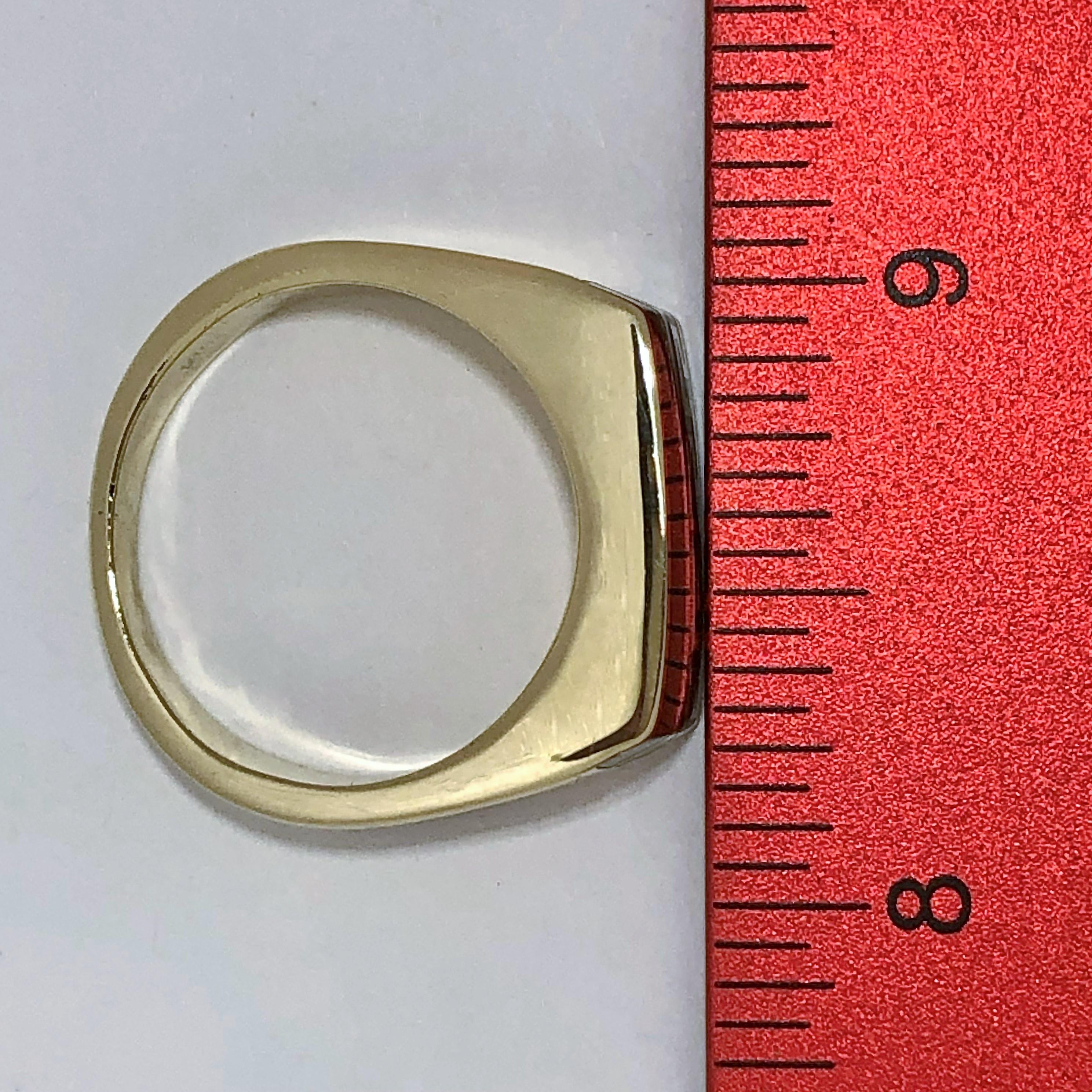 Gent's 14k Gold and Black Enamel Greek Key Motif Ring In Good Condition For Sale In Palm Beach, FL