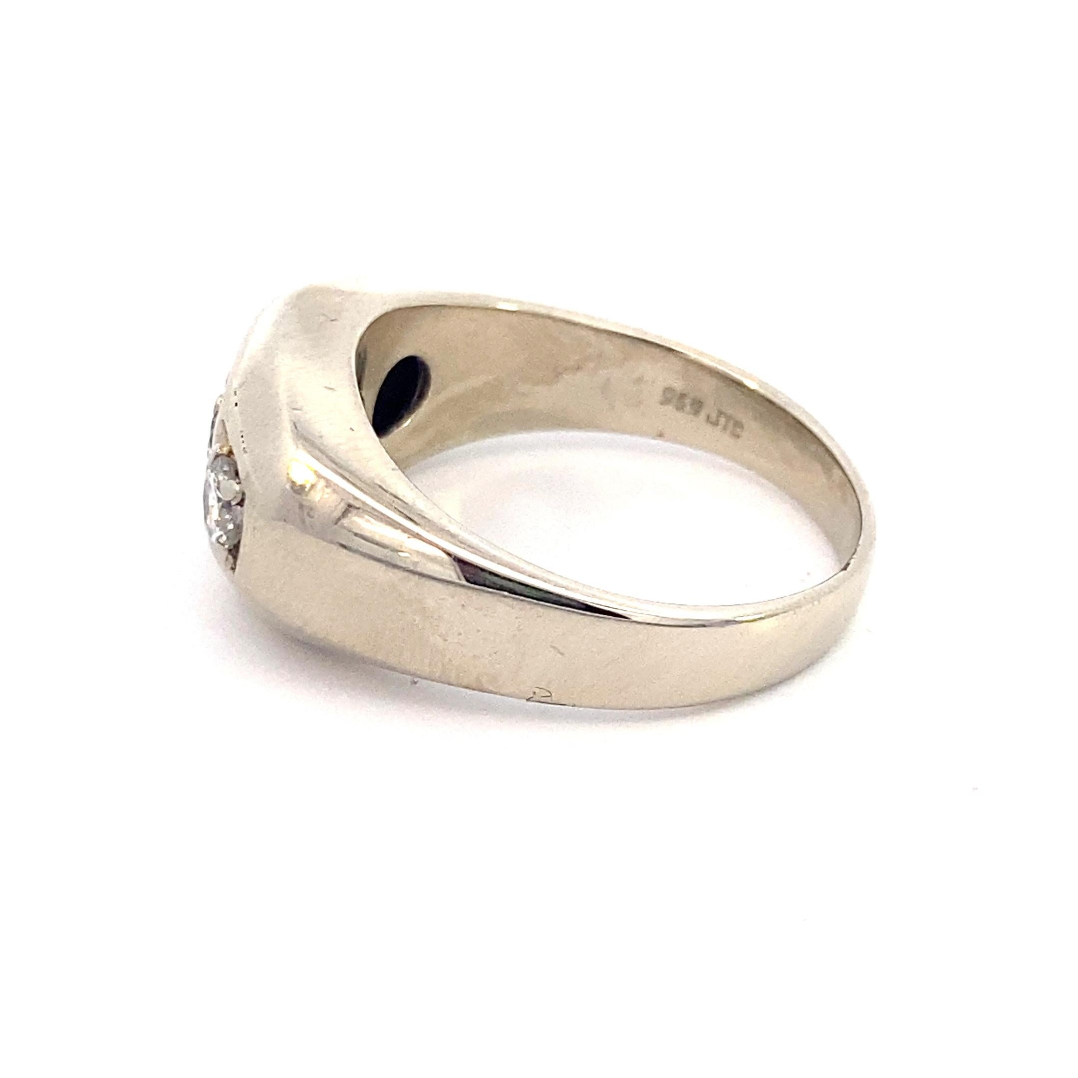 Men's Gents 14Karat White Gold 1Carat Round Diamond Fashion Ring 
