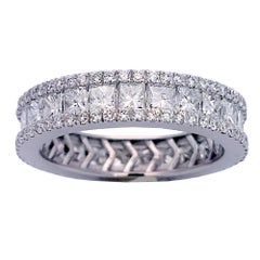 Gents 4.8 Ct Princess Cut/RD Diamonds 14k Gold Eternity Ring