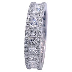 Gents 4.8 Ct Princess Cut/RD Diamonds 14k Gold Eternity Ring