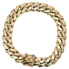 Gents Cuban Link Bracelet 61.3 Grammes 14 Karat Yellow Gold 8.13 Inches