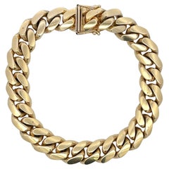 Gents Cuban Link Bracelet 61.3 Grams 14 Karat Yellow Gold 8.13 Inches